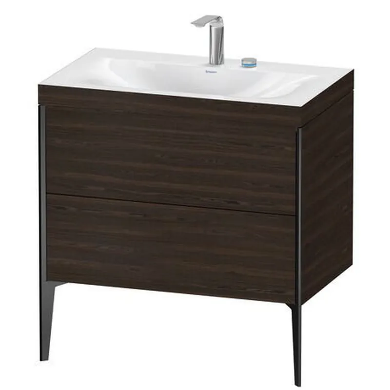 Duravit XViu 31" x 31" x 19" Two Drawer C-Bonded Floorstanding Vanity Kit With Two Tap Holes, Walnut Brushed (XV4710EB269C) Editor’s Pick