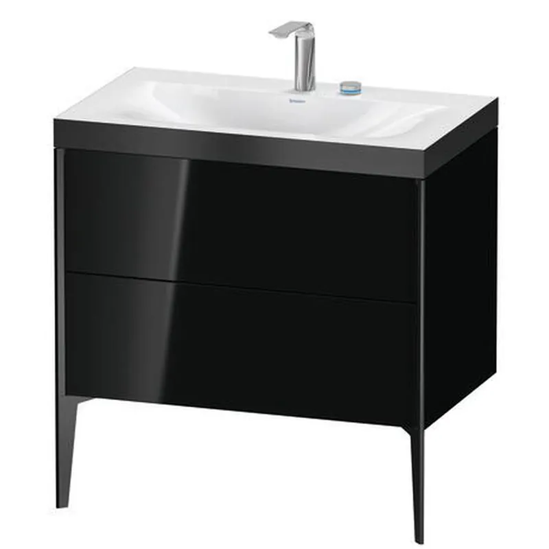 High Quality Duravit XViu 31" x 31" x 19" Two Drawer C-Bonded Floorstanding Vanity Kit With Two Tap Holes, Black (XV4710EB240P)