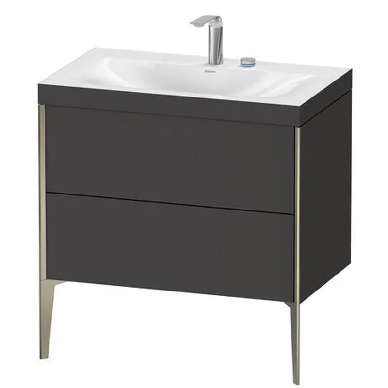 Discount Duravit XViu 31" x 31" x 19" Two Drawer C-Bonded Floorstanding Vanity Kit With Two Tap Holes, Graphite (XV4710EB180C)