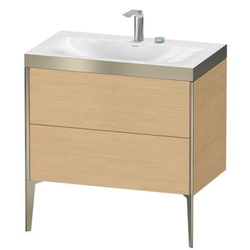 Reduced Price Duravit XViu 31" x 31" x 19" Two Drawer C-Bonded Floorstanding Vanity Kit With Two Tap Holes, Natural Oak (XV4710EB130P)
