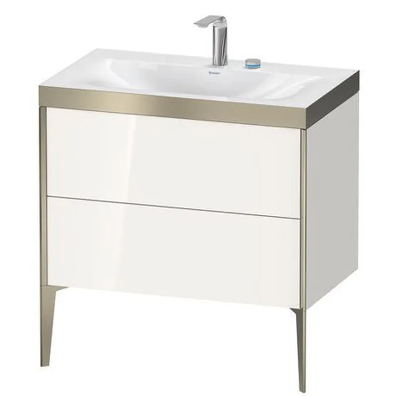 Money Back Guarantee Duravit XViu 31" x 31" x 19" Two Drawer C-Bonded Floorstanding Vanity Kit With Two Tap Holes, White (XV4710EB122P)