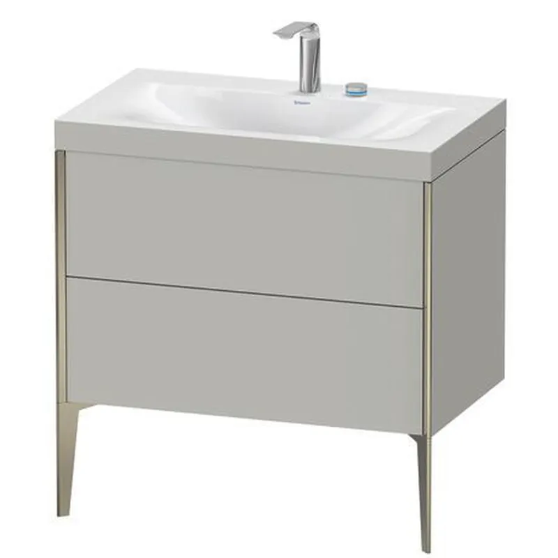 Fast Shipping Duravit XViu 31" x 31" x 19" Two Drawer C-Bonded Floorstanding Vanity Kit With Two Tap Holes, Concrete Gray (XV4710EB107C)