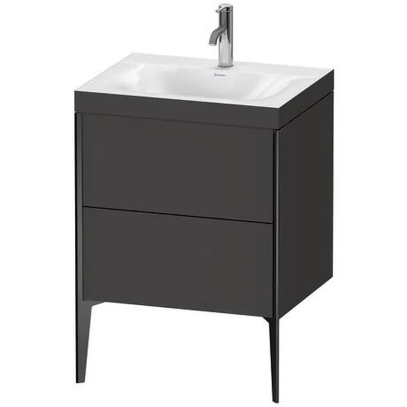Instant Buy Duravit XViu 24" x 24" x 19" Two Drawer C-Bonded Floorstanding Vanity Kit With One Tap Hole, Graphite (XV4709OB280C)