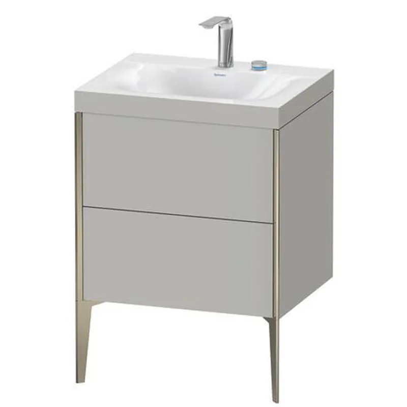 Bargain Duravit XViu 24" x 24" x 19" Two Drawer C-Bonded Floorstanding Vanity Kit With One Tap Hole, Dark Brushed Oak (XV4709OB272P)