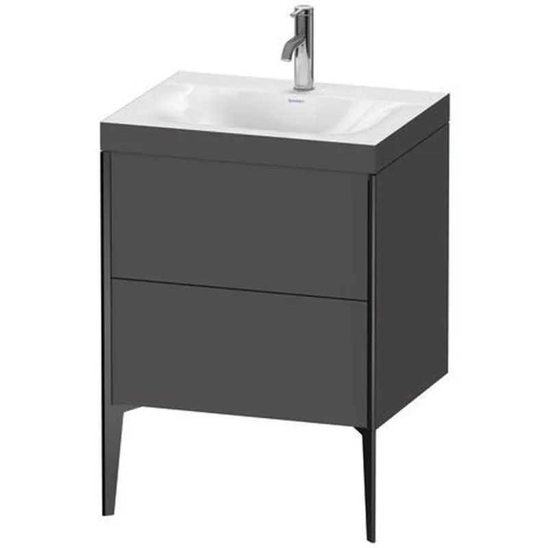 Duravit XViu 24" x 24" x 19" Two Drawer C-Bonded Floorstanding Vanity Kit With One Tap Hole, Graphite (XV4709OB249C) Professional Grade