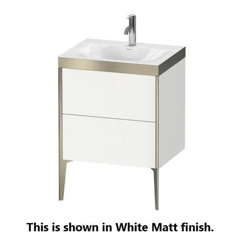 Viral Duravit XViu 24" x 24" x 19" Two Drawer C-Bonded Floorstanding Vanity Kit With One Tap Hole, Silver Pine (XV4709OB231P)