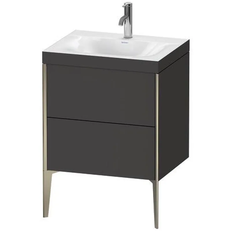 Duravit XViu 24" x 24" x 19" Two Drawer C-Bonded Floorstanding Vanity Kit With One Tap Hole, Graphite (XV4709OB180C) Viral