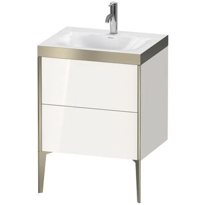 Duravit XViu 24" x 24" x 19" Two Drawer C-Bonded Floorstanding Vanity Kit With One Tap Hole, White (XV4709OB122P) Same Day Shipping