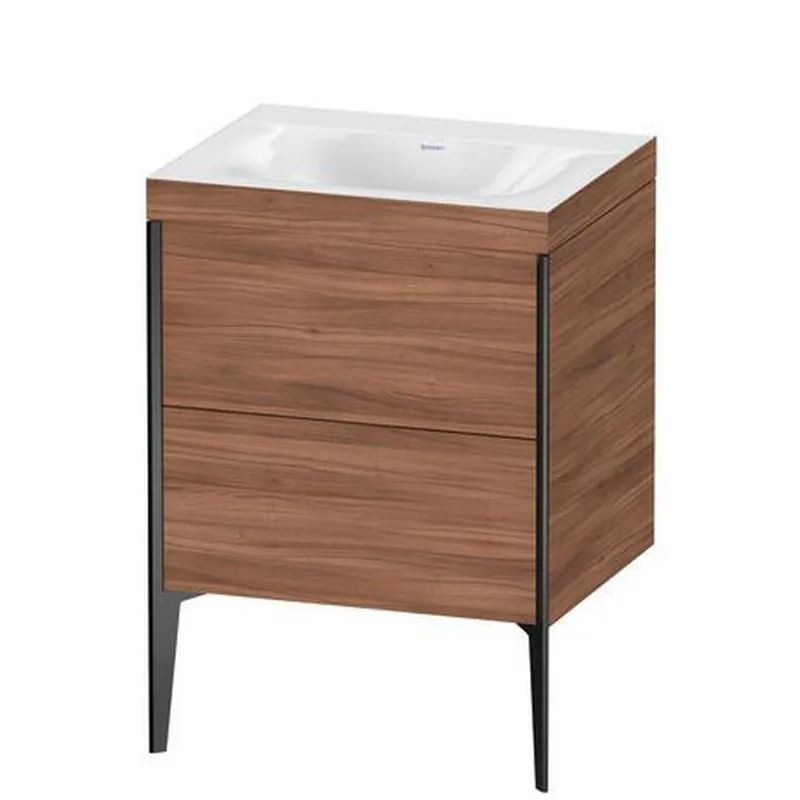 Duravit XViu 24" x 24" x 19" Two Drawer C-Bonded Floorstanding Vanity Kit Without Tap Hole, Walnut (XV4709NB279C) Price Cut