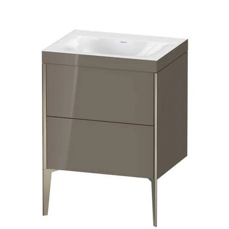 Duravit XViu 24" x 24" x 19" Two Drawer C-Bonded Floorstanding Vanity Kit Without Tap Hole, Flannel Gray (XV4709NB189C) Secure Checkout