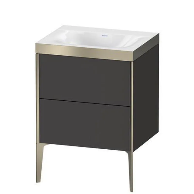 Special Offer Duravit XViu 24" x 24" x 19" Two Drawer C-Bonded Floorstanding Vanity Kit Without Tap Hole, Graphite (XV4709NB180P)
