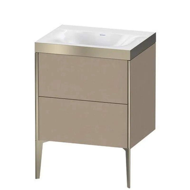 Duravit XViu 24" x 24" x 19" Two Drawer C-Bonded Floorstanding Vanity Kit Without Tap Hole, Linen (XV4709NB175P) Cheap