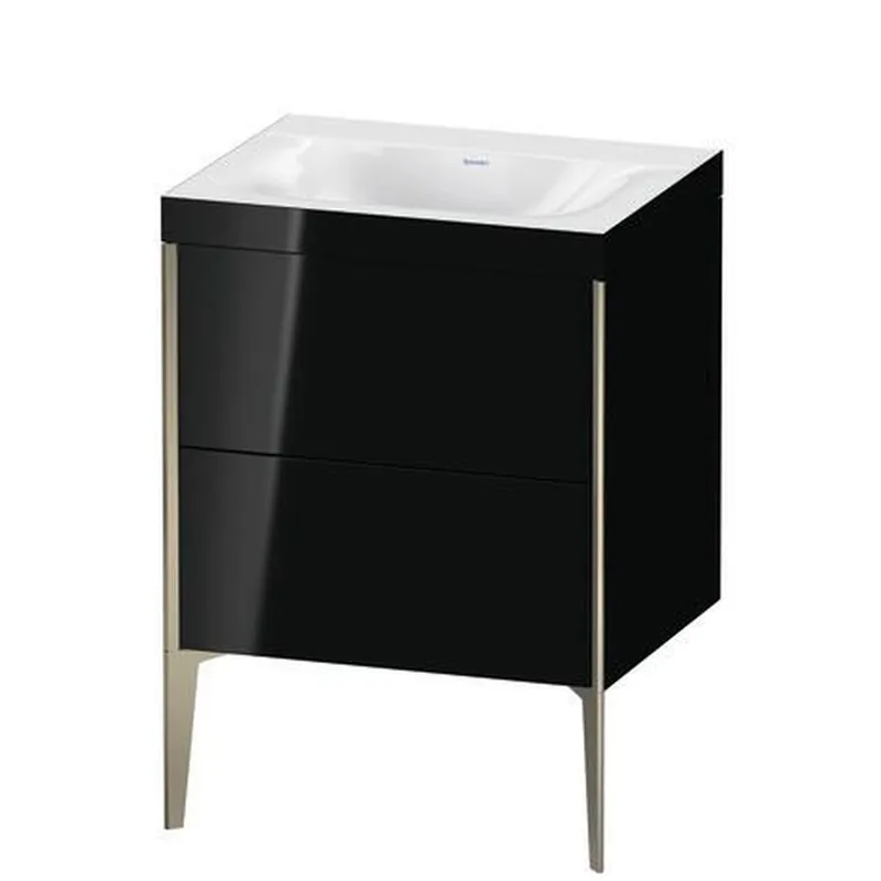 Duravit XViu 24" x 24" x 19" Two Drawer C-Bonded Floorstanding Vanity Kit Without Tap Hole, Black (XV4709NB140C) Buy Today