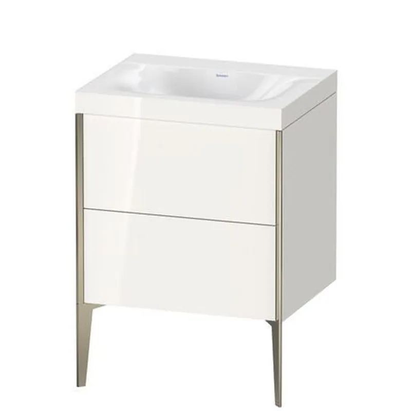Duravit XViu 24" x 24" x 19" Two Drawer C-Bonded Floorstanding Vanity Kit Without Tap Hole, White (XV4709NB122C) Premium