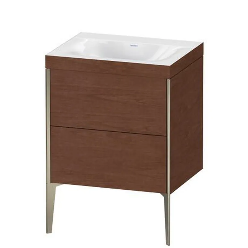 Secure Checkout Duravit XViu 24" x 24" x 19" Two Drawer C-Bonded Floorstanding Vanity Kit Without Tap Hole, American Walnut (XV4709NB113C)
