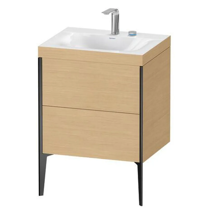 While Supplies Last Duravit XViu 24" x 24" x 19" Two Drawer C-Bonded Floorstanding Vanity Kit With Two Tap Holes, Natural Oak (XV4709EB230C)