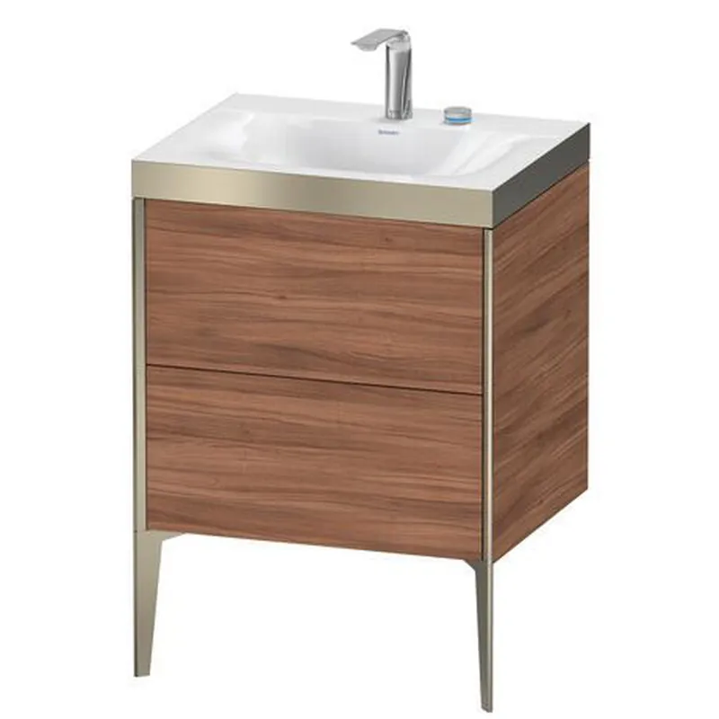 Cheap Duravit XViu 24" x 24" x 19" Two Drawer C-Bonded Floorstanding Vanity Kit With Two Tap Holes, Walnut (XV4709EB179P)