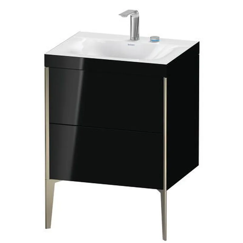 Best Choice Duravit XViu 24" x 24" x 19" Two Drawer C-Bonded Floorstanding Vanity Kit With Two Tap Holes, Black (XV4709EB140C)