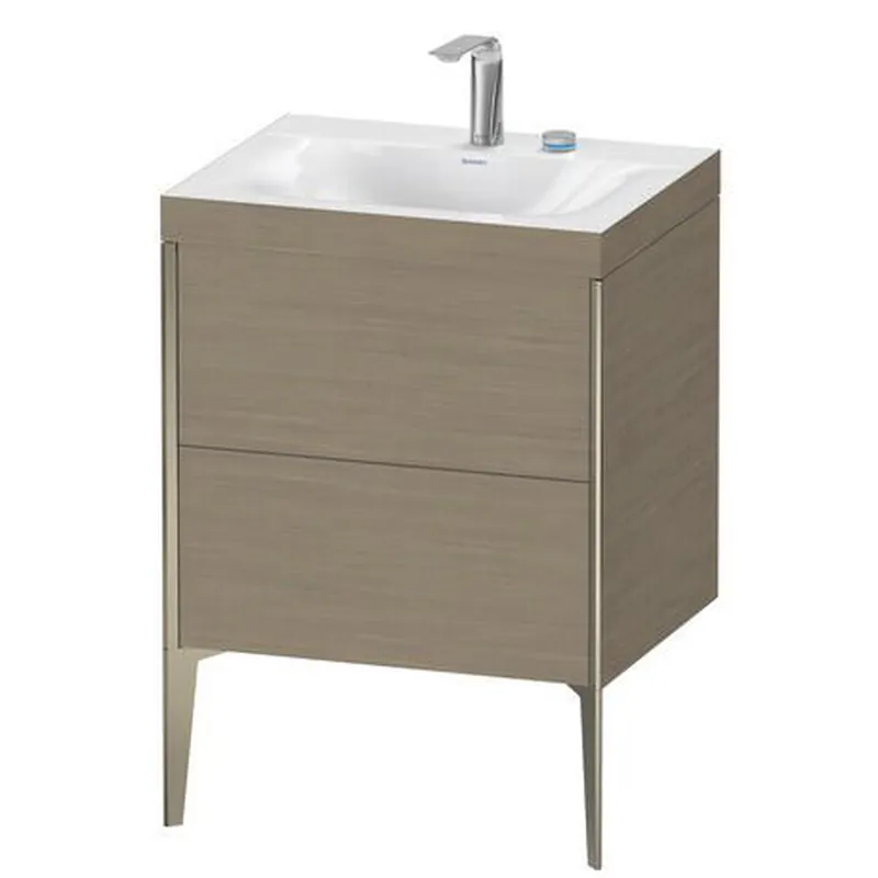 Duravit XViu 24" x 24" x 19" Two Drawer C-Bonded Floorstanding Vanity Kit With Two Tap Holes, Oak Terra (XV4709EB135C) New Release
