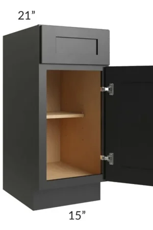 RTA Onyx Black Shaker 15" Vanity Base Cabinet with 1 Decorative End Panel Exclusive Offer