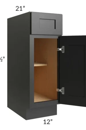 Secure Checkout RTA Onyx Black Shaker 12" Vanity Base Cabinet with 1 Decorative End Panel