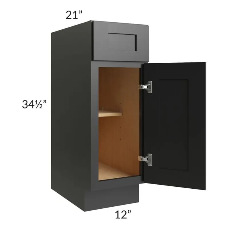 RTA Onyx Black Shaker 12" Vanity Base Cabinet Wholesale