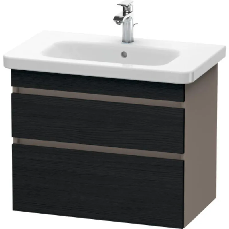 High Quality Duravit DuraStyle 29" x 24" x 18" Two Drawer Wall-Mount Vanity Unit in Oak Black and Basalt (DS648101643)