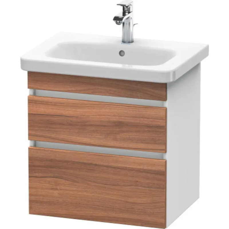 Budget Duravit DuraStyle 23" x 24" x 18" Two Drawer Wall-Mount Vanity Unit in Natural Walnut and White (DS648007918)
