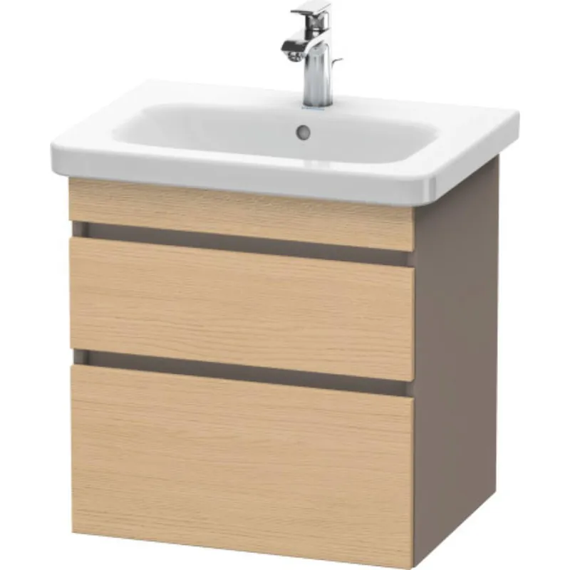 Big Sale Duravit DuraStyle 23" x 24" x 18" Two Drawer Wall-Mount Vanity Unit in Natural Oak and Basalt (DS648003043)