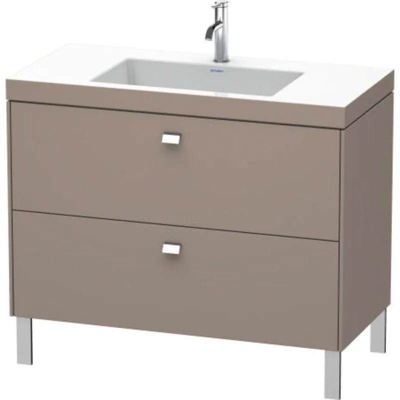 Duravit Brioso 39" x 28" x 19" Two Drawer C-Bonded Floor Standing Vanity Kit With One Tap Hole in Basalt Matt and Chrome Handle Don’t Miss Out