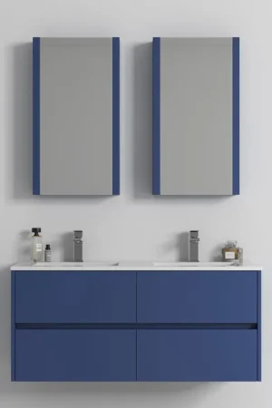 Fan Favorite Blossom Valencia 48" Double Navy Blue Wall-Mounted Vanity Base Only