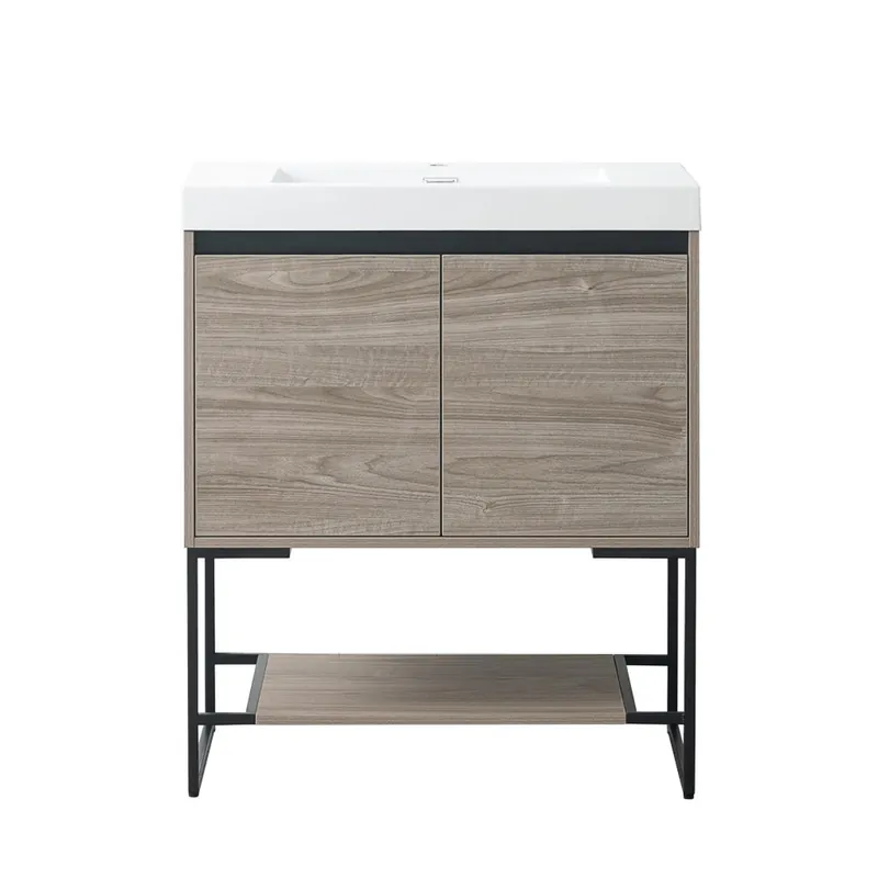 Viral Blossom Porto 30" Teak Freestanding Vanity With Acrylic Sink