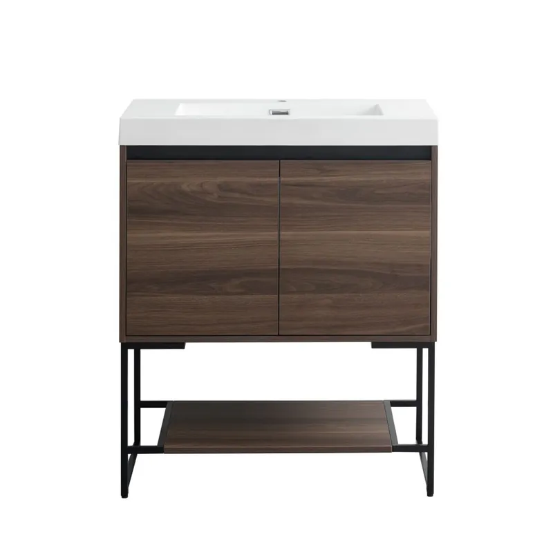 Blossom Porto 30" Walnut Freestanding Vanity With Acrylic Sink Limited Time