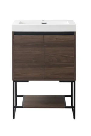 Top Rated Blossom Porto 24" Walnut Freestanding Vanity With Acrylic Sink