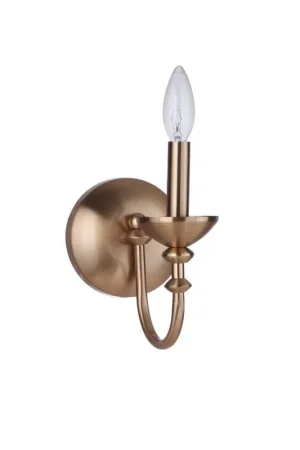 Craftmade Marlowe 5" x 8" 1-Light Satin Brass Candle-Style Wall Sconce Final Sale