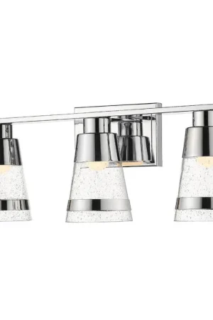 Buy Online Z-Lite Ethos 22" 3-Light LED Chrome Vanity Light With Seedy Glass Shade
