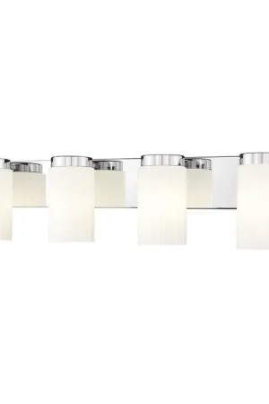 Best Price Z-Lite Burk 30" 4-Light Chrome Steel Vanity Light With Gloss Opal Glass Shade
