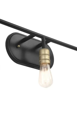 Fast Shipping Vanity Art 11" Black and Brass Metal 3-Light LED Vanity Light