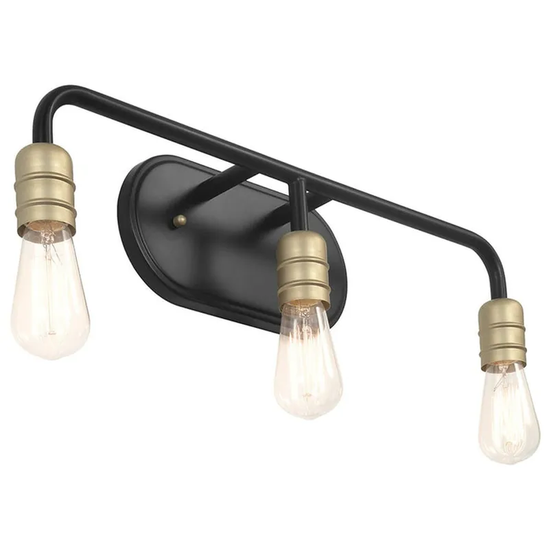 Fast Shipping Vanity Art 11" Black and Brass Metal 3-Light LED Vanity Light