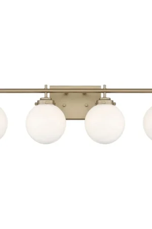 Vanity Art 32" Chrome 4-Light LED Vanity Light With Brass Dust Shade Direct From Manufacturer