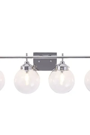 Order Now Vanity Art 30" Chrome 4-Light LED Vanity Light With Clear Glass Shade
