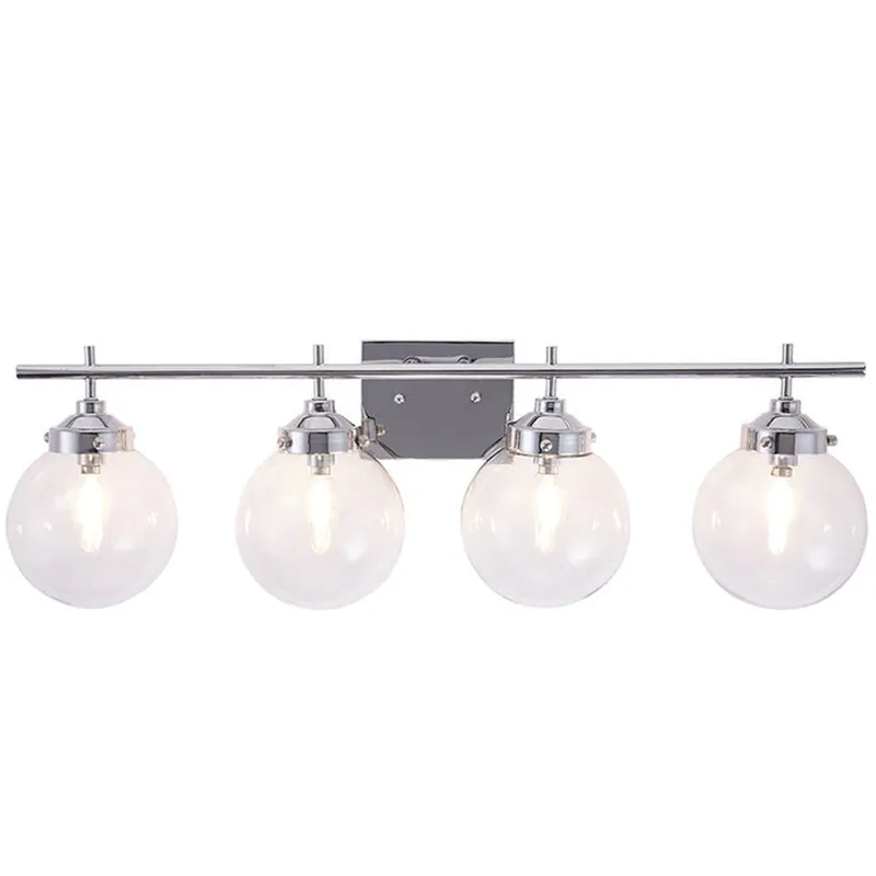 Order Now Vanity Art 30" Chrome 4-Light LED Vanity Light With Clear Glass Shade