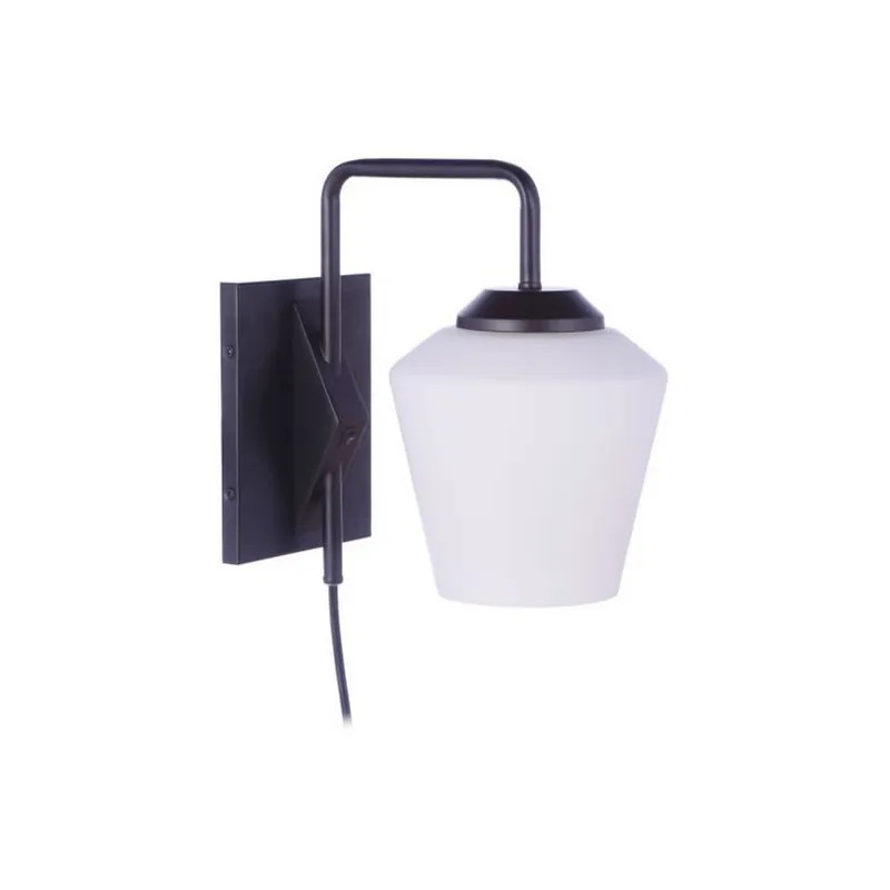 Craftmade Rive 7" x 22" 1-Light Flat Black Plug-in Swing-Arm Wall Sconce With White Frosted Glass Shade Budget
