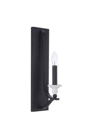 Craftmade Esme 5" x 18" 1-Light Flat Black and Matte White Candle-Style Wall Sconce Reduced Price