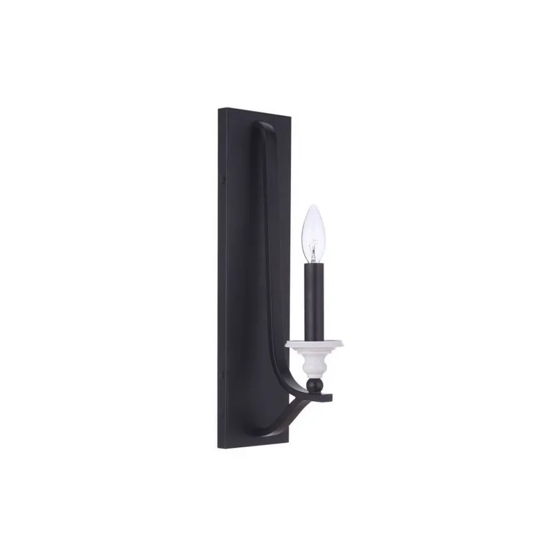 Craftmade Esme 5" x 18" 1-Light Flat Black and Matte White Candle-Style Wall Sconce Reduced Price