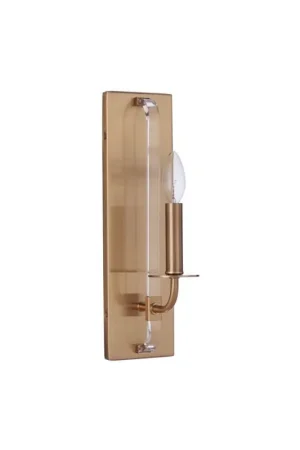Luxury Craftmade Graclyn 5" x 16" 1-Light Satin Brass Candle-Style Wall Sconce With Clear Acrylic Accent
