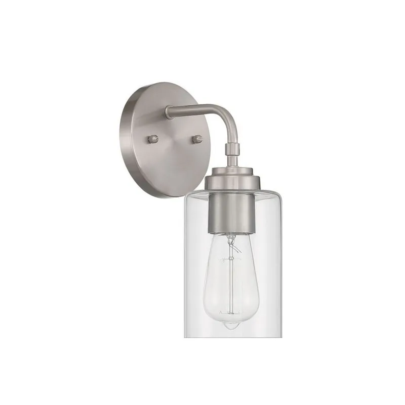 Craftmade Stowe 5" x 11" 1-Light Brushed Polished Nickel Wall Sconce With Clear Glass Shade Time-Limited