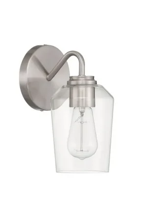 Craftmade Shayna 5" x 11" 1-Light Brushed Polished Nickel Wall Sconce With Clear Glass Shade Exclusive Offer
