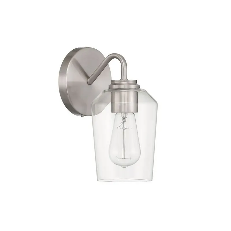 Craftmade Shayna 5" x 11" 1-Light Brushed Polished Nickel Wall Sconce With Clear Glass Shade Exclusive Offer