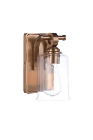Craftmade Romero 5" x 9" 1-Light Satin Brass Wall Sconce With Clear Glass Shade Hot Deal